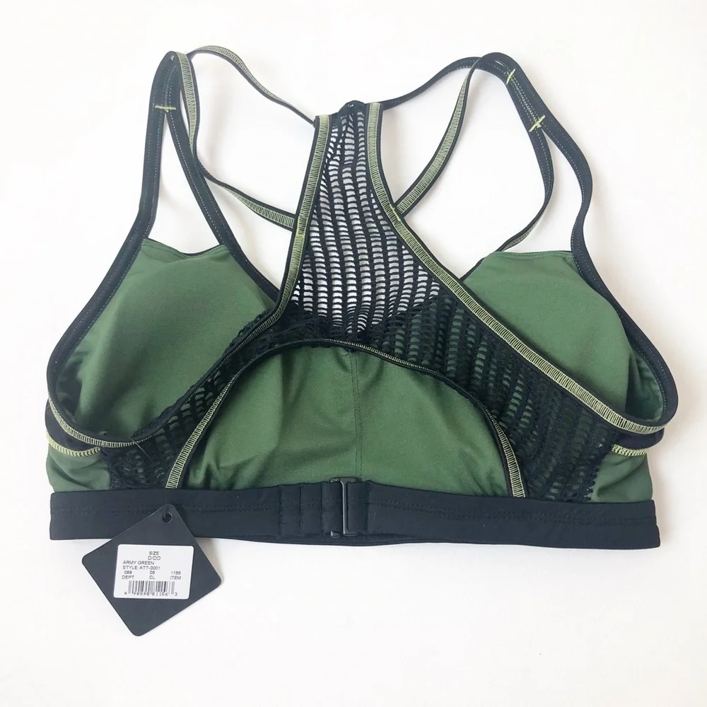 Vanilla Beach Sport Women's Size S Black/Green‎ Bikini Top  NWT